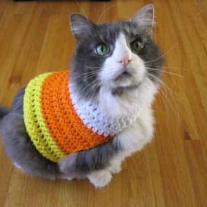 Handmade Crochet Candy Corn Cat Costume-animal..