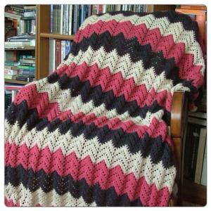 Handmade Chevron Crochet Afghan (white, Pink, Navy..