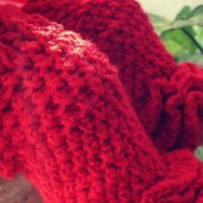 Crochet Baby Red Leg Warmers-ruffles-children