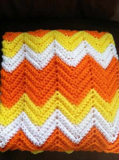 Candy Corn Chevron Crochet Afghan