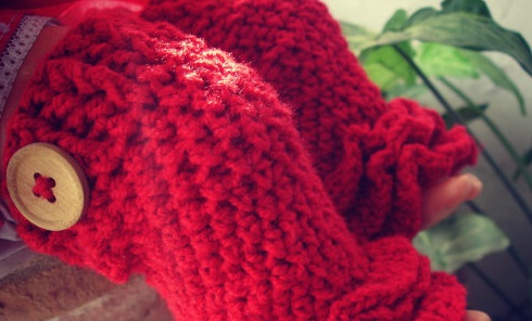 Crochet Baby Red Leg Warmers-ruffles-children