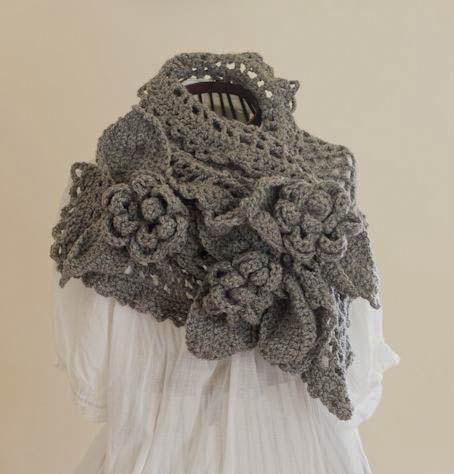 Crochet Bulky Flower Infinity Scarf-vintage-cowl